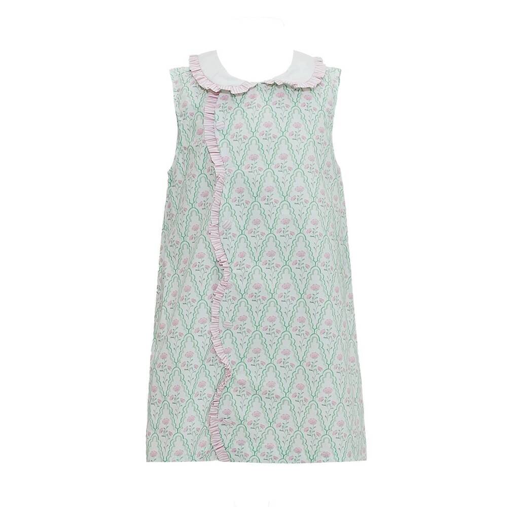 NEW KREWE girls claire floral scallop dress in green